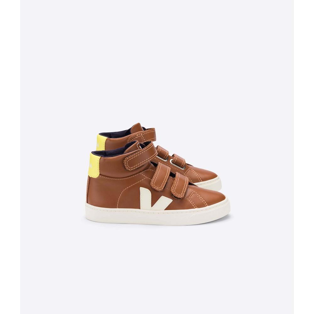 Veja ESPLAR MID LEATHER Kids\' High Tops Coffee | NZ 678AHK